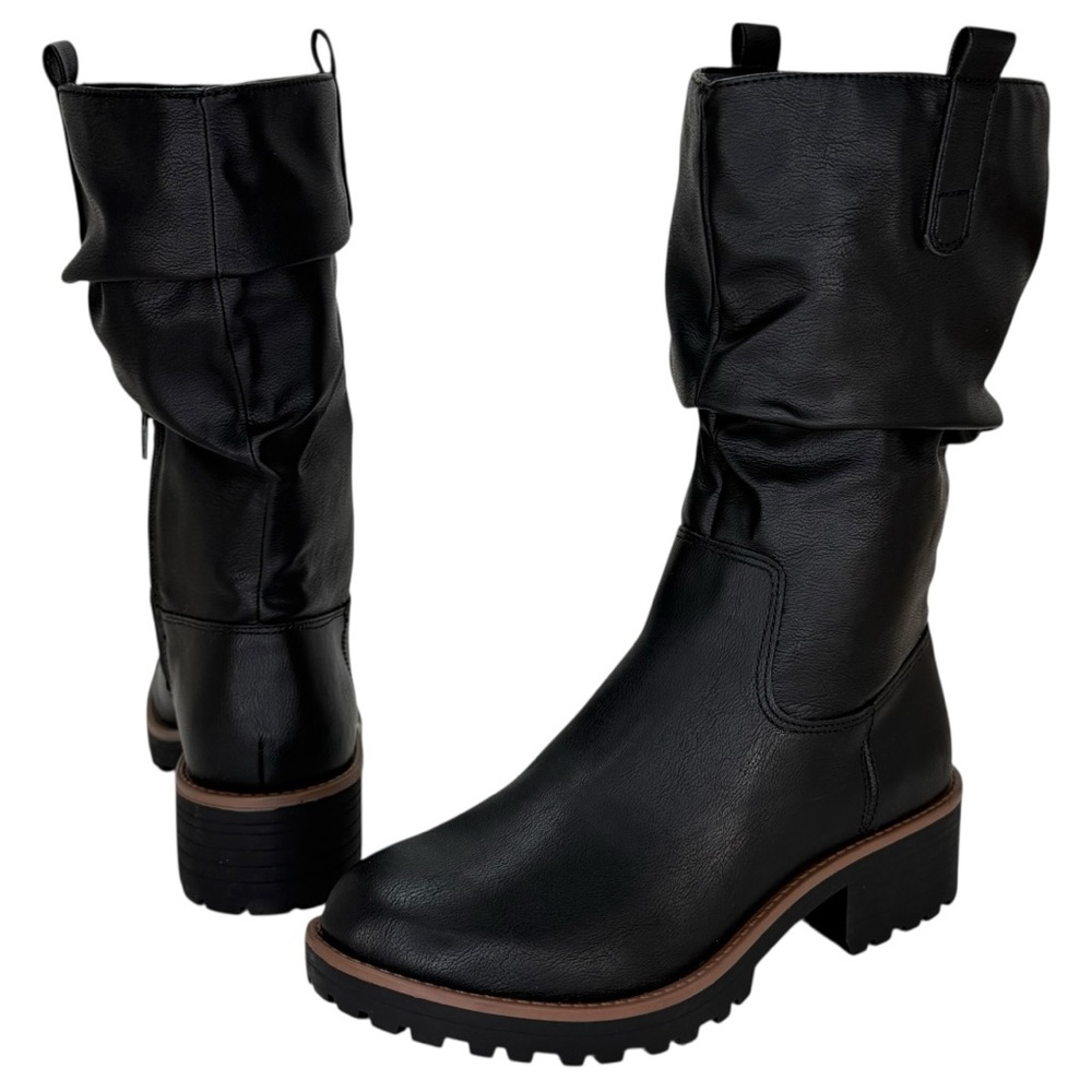 Sun + Stone Nelliee Black Faux Leather Mid-Calf Womens Boots Size 10M - Picture 7 of 11